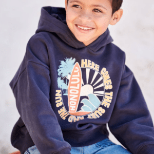 Jongens capuchonsweater met tekstopdruk maat 86-164